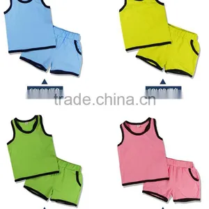 Cheap Child Vest Suits ,casual Baby Girl Kids Summer Camisole Clothing Sets thumbnail-1