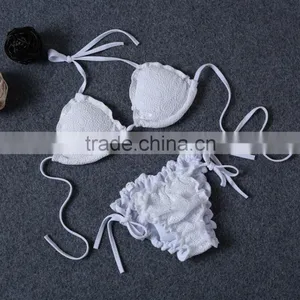 M742 D.Y Fashion 2016 Ladies White Lace Split Bikini Swimwear Beachwear thumbnail-3