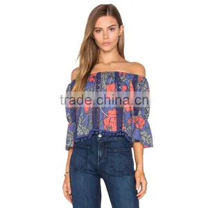 Ladies Off Shoulder Style Three Quarter Sleeves Blouse thumbnail-1