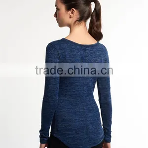 2016 Guangzhou Shandao Wholesaler Casual Style Autumn Round Neck Navy Bodycon Soft Cotton Long Full Sleeve Tops For Girls thumbnail-3