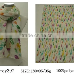 Beautiful Long Multicolor Skull Halloween Pattern Printed Women's Fashion Polyester Wrap Scarf thumbnail-1