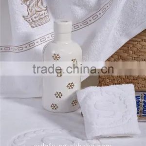 Star Hotel Used White 100% Cotton Jacquard Terry Towel thumbnail-1