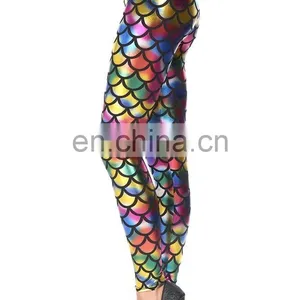 Wholesale Elegant New Arrivals Rainbow Fish Scale Pictures of Women in Tight Leggings thumbnail-3