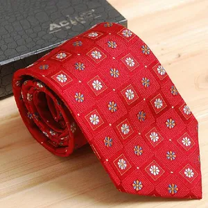 Classic Strips Brown Polyester Woven Necktie Satin Standard Length thumbnail-1