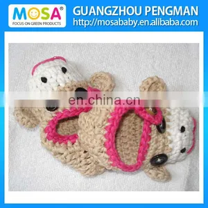 Crochet Baby Boy Booties Sock Monkey Blue Beige Shoes ,Newborn Baby Slippers thumbnail-4