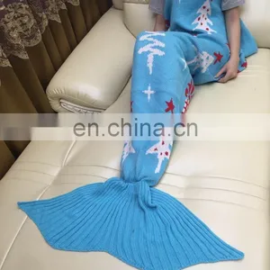 High Quality Knitted Cotton Crochet Christmas Mermaid Blanket Fish Tail Blanket thumbnail-1