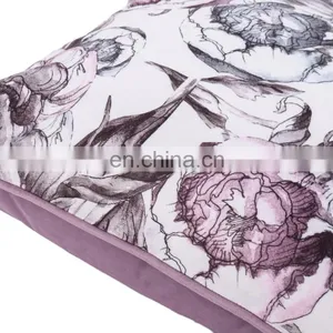 Purple Printed Rose Square Cotton Liner Pillows Case Soft Throw Pillow thumbnail-6