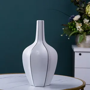 White Modern Simple Nordic Style Carambola Jingdezhen Ceramic Vase For Dining Table thumbnail-4