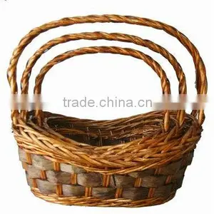 Handmade Roundwicker Baskets.oval Baskets.woodenchip Baskets. thumbnail-1