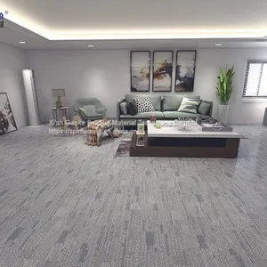 GKBM Greenpy SY-C3012 Eco-Friendly Waterproof Castle Grey Carpet 4mm Click Stone Plastic Composite SPC Flooring For Office thumbnail-2