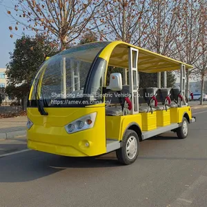 Five Row 14 Seat Electric Sightseeing Bus Airport Shuttle Bus thumbnail-3