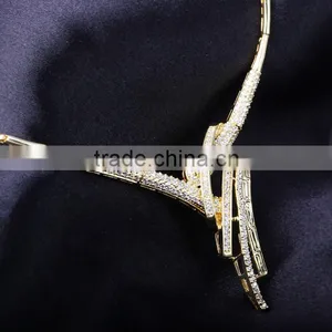 New Wholesale African Style Tassel Wedding Cubic Zirconia Costume Jewelry Set thumbnail-4