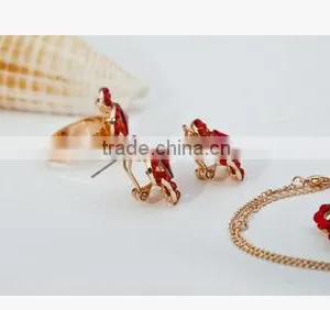 Bridal Ruby Red Necklace Earring Set Lateat Design Jewelry Set thumbnail-3