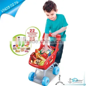 Children Pretend Play Toys Plastic Shopping Cart thumbnail-1