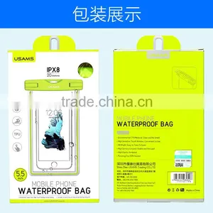 USAMS High Quality TPU Glitter Waterproof Bag For Mobile Phone Below 5.5 Inch 20M IPX8 Waterproof Bag With Armlet and Strap thumbnail-6