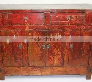 Antique Chinese Furniture, Shanxi Red Distreesed Sideboard thumbnail-1
