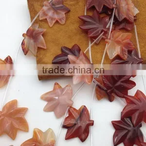 Wholesale Price Natural Mixted Color Agate Stone Leaf Gemstone Shape Carved Leaf Semi Precious Loose Gemstone Beads thumbnail-4