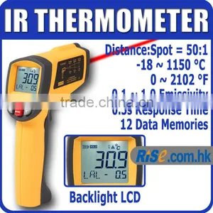 50:1 Non-contact Pyrometer -18~1150 C 0~2102 F 0.1~1EM Laser IR Infrared Thermometer thumbnail-1