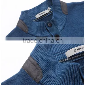 A Quarter of the Button Design Leisure Men Sweater Blue Collar and Easy Clothing thumbnail-3