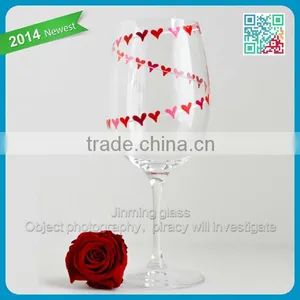 Heart Garland Valentine Gift Personalized Valentines Hand Painted Glass With Your Names Valentine Wine Glass thumbnail-1