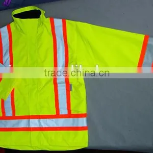 Cheap High Visible Winter Reflective Jacket Safety Jacket Workwear Waterpoof Yellow Winter Jacket thumbnail-1