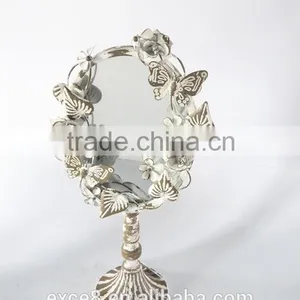 Shabby Chic Handmade Metal Round Desk Mirror thumbnail-1