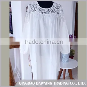 Fashionable Embroidered White Cotton Nightdress/Dressing Gown thumbnail-1