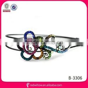 America Popular Colorful Rhinestone Flower Metal Headband for Kids thumbnail-1
