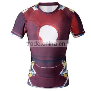 OEM Factory Wholesale High Quality Marvel Superhero Clothes Compression Tights T Shirt 3D Printing Men Tops thumbnail-4