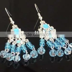 Fashion Earring With Blue Bead Pendant thumbnail-1