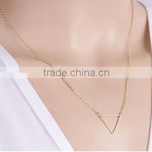 Fashion Simple Charm Jewelry Hollow OutTriangle Pendant Chain Pendant Clavicle Necklace thumbnail-1