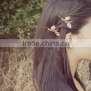 Yiwu Factory Gold Leaf Shape Hair Clip,fashion Girls Hair Clip thumbnail-1