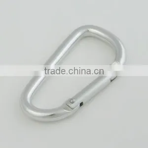 Silver D Carabiner Spring Snap Hook Aluminum thumbnail-1