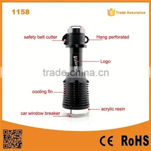 1158 New Design!! XM-L T6 LED Ultra Power Aluminum Torch Light Rechargeable Led With Emergency Hammer thumbnail-1