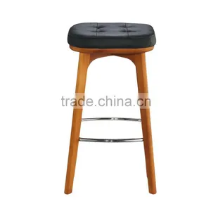 BS008A Leather Wood Bar Stool thumbnail-3