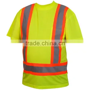 Yellow Hi Vis Short Sleeve Reflective Safety Shirt thumbnail-1