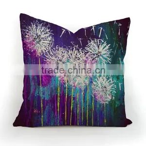 Plain Linen/cotton Dandelion Design Print Sofa Decor Pillow Case thumbnail-5