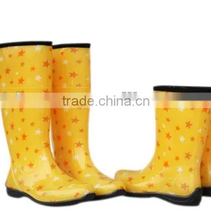 Yellow Fashion Rubber Rain Boots thumbnail-1