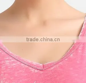 Women Burnout V Neck T-shirt With Crystals thumbnail-4