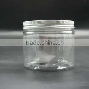 Clear Plastic Round Jar With Aluminum Lid thumbnail-1