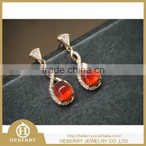 925 Sterling Silver Genuine Garnet Earrings With cz Diamond Stone for Ladies thumbnail-2