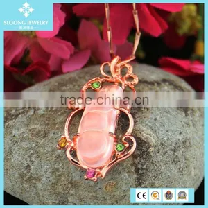 Insect Natural Quartz Rose Gold Colour State Charms Necklace Pendant Wholesale thumbnail-4