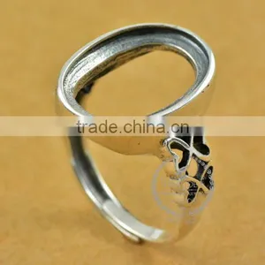 13*18mm 925 Sterling Silver Antiqued Silver Vintage Style Oval Bezel Butterfly Ring Base Blank Supplies DIY Findings 1223063 thumbnail-1