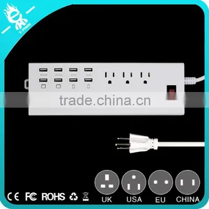 Desktop Multiple USB Charging Station Surge Protected Outlets Power Strip thumbnail-3