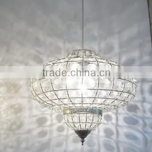 Iron Metal Shade Iron Crystal Beads Pendant Hanging Table Desk Lighting Lamp thumbnail-1
