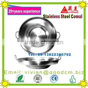 22" Heavy Duty 5" Deep Regular Concave Stainless Steel Comal for Portable Gas Stove thumbnail-2