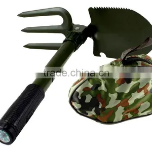 5 in 1 Folding Camp Shovel, Rake, Compass, Saw and Bottle Opener With Free Compact Carrying Case thumbnail-1