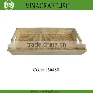 Antique Bamboo Tray With Two Sub thumbnail-5