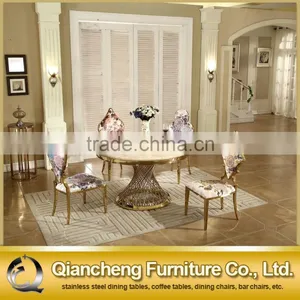 Latest Design Marble Top Round Dining Table With Chair thumbnail-2