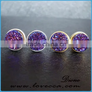 Blue Druzy 925 Sterling Silver Studs Earring, Indian Gemstone Earring thumbnail-2